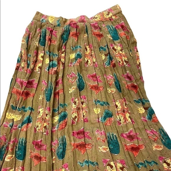 Vintage Adini Rayon Gauze Midi Skirt Button Front. - Picture 9 of 9